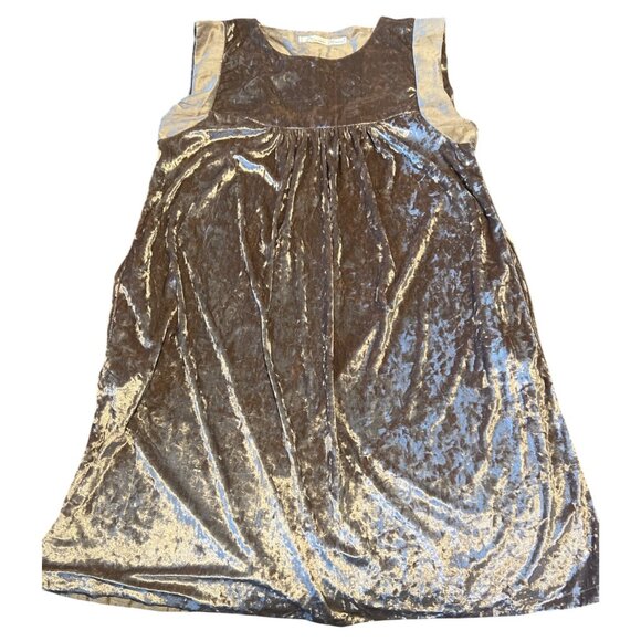 Diane Ness Art to Wear Crushed Velvet Sleeveless Baby Doll Dress Metallic Rose - Picture 1 of 6